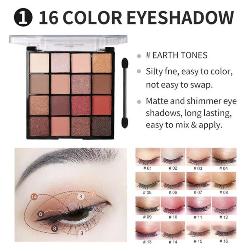 All in One Makeup Kit For Girls - 16 Colors Naked Eyeshadow Palette